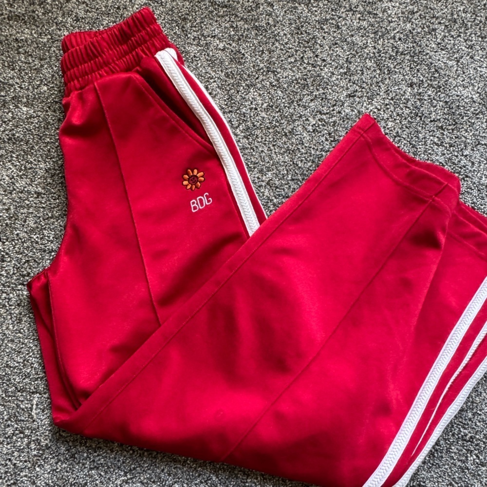 BDG Urban Outfitters Womens Track Pants‎ Red White Stripe Mid Rise w/ Pockets XS